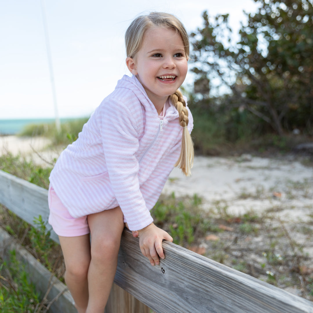 Portside Stripe Towelling Beach Jacket-Primrose