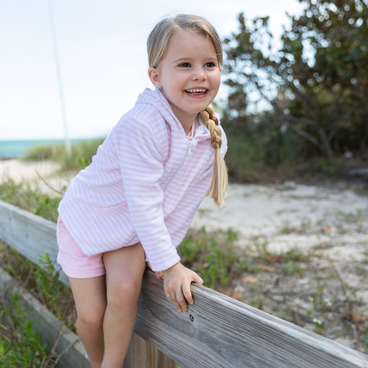 Portside Stripe Towelling Beach Jacket-Primrose