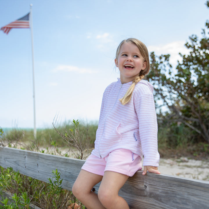 Portside Stripe Towelling Beach Jacket-Primrose