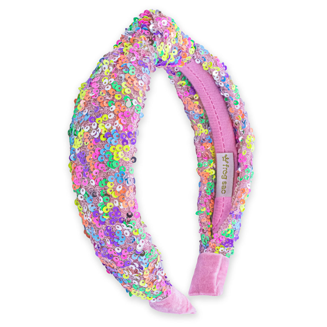 Kids Knot Headband - Sequin Knotted Hair Band Accessories: Blue
