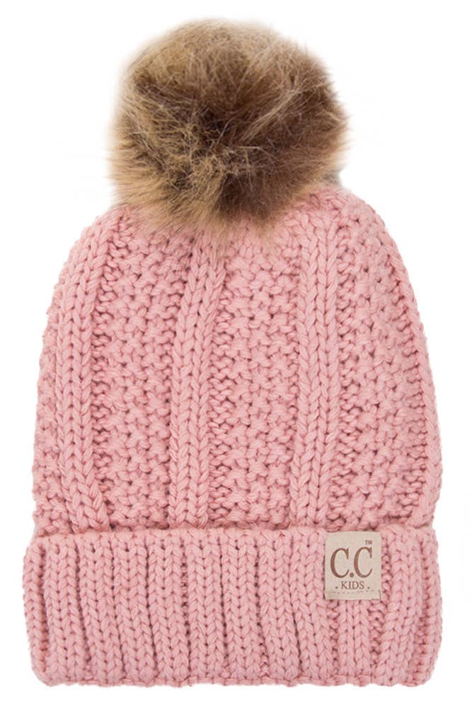 CC Kids Solid Color Lining Beanie: Pale Pink