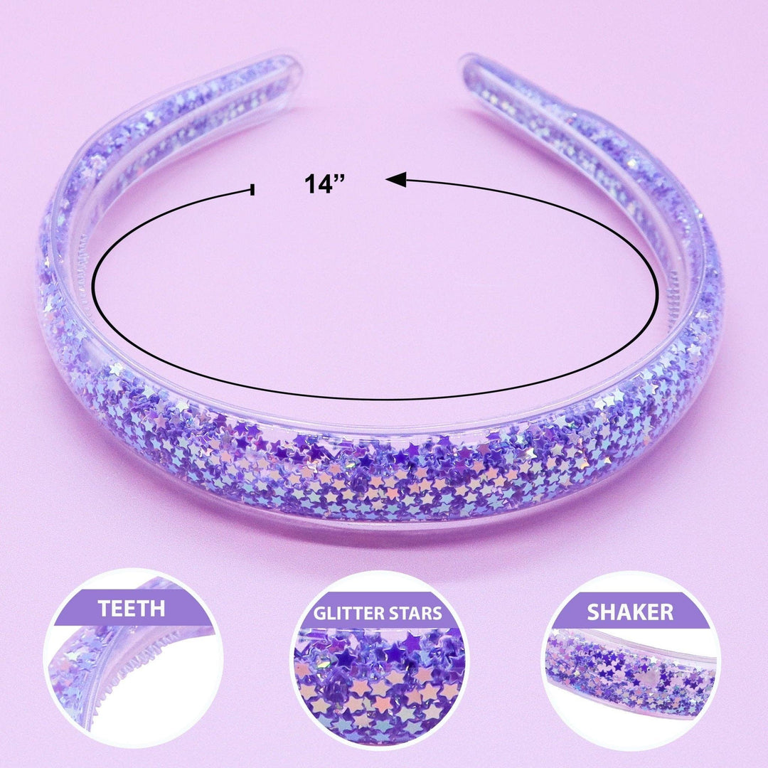 Shaker Glitter Headband with Teeth: Purple