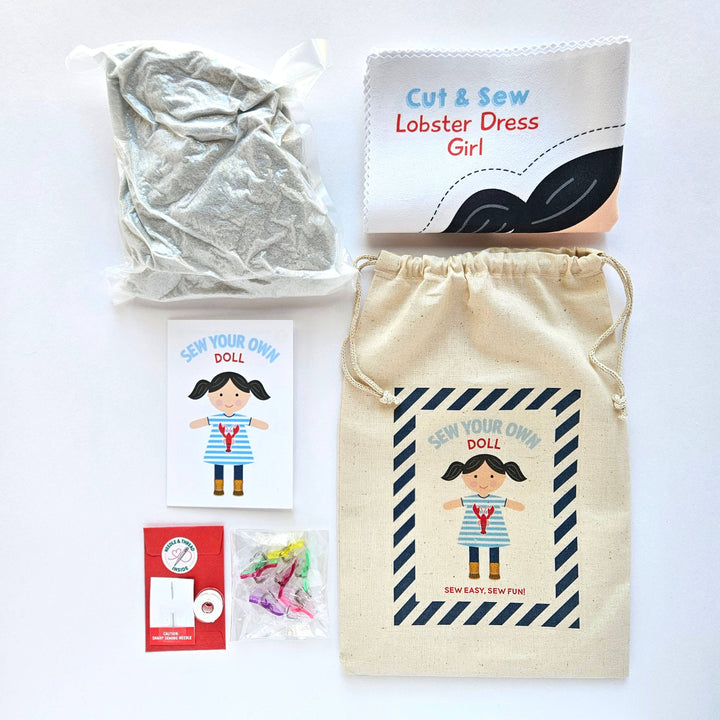 Sew Your Own Lobster Girl Doll Kit, Beginner Sewing Kit