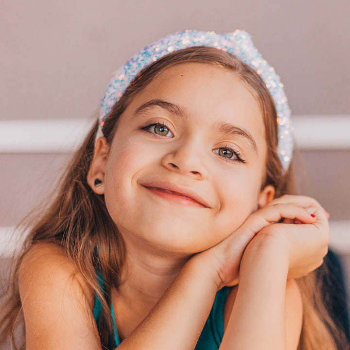 Kids Knot Headband - Sequin Knotted Hair Band Accessories: Blue