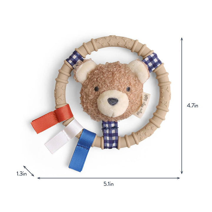 *NEW* Itzy Ring Pal™ - Teething Ring with Plush Character: Taupe Bear