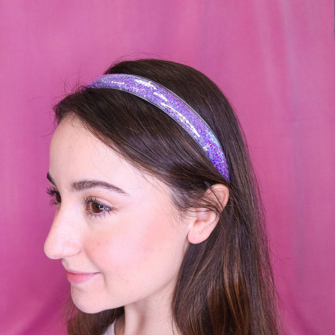 Shaker Glitter Headband with Teeth: Purple