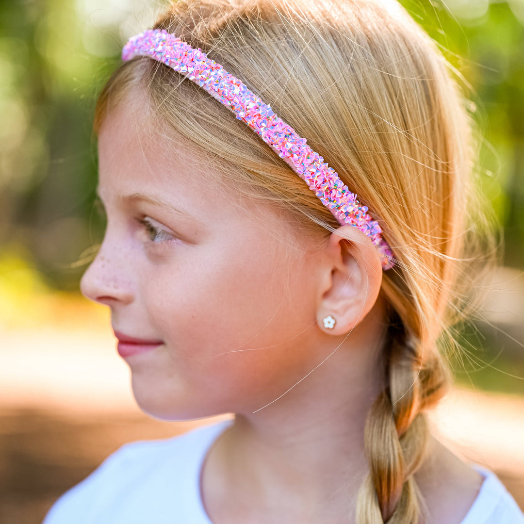 Thin Sequin Headband-Pink