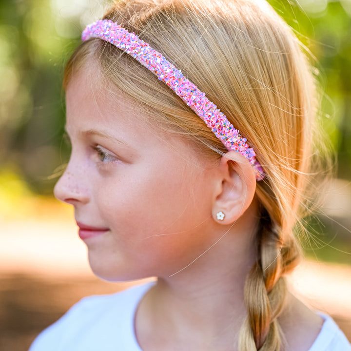 Thin Sequin Headband-Pink
