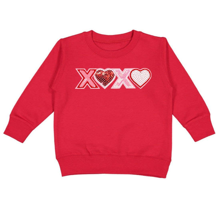 XOXO Sequin Patch Valentine's Day Sweatshirt - Kids Crewneck: 5/6Y
