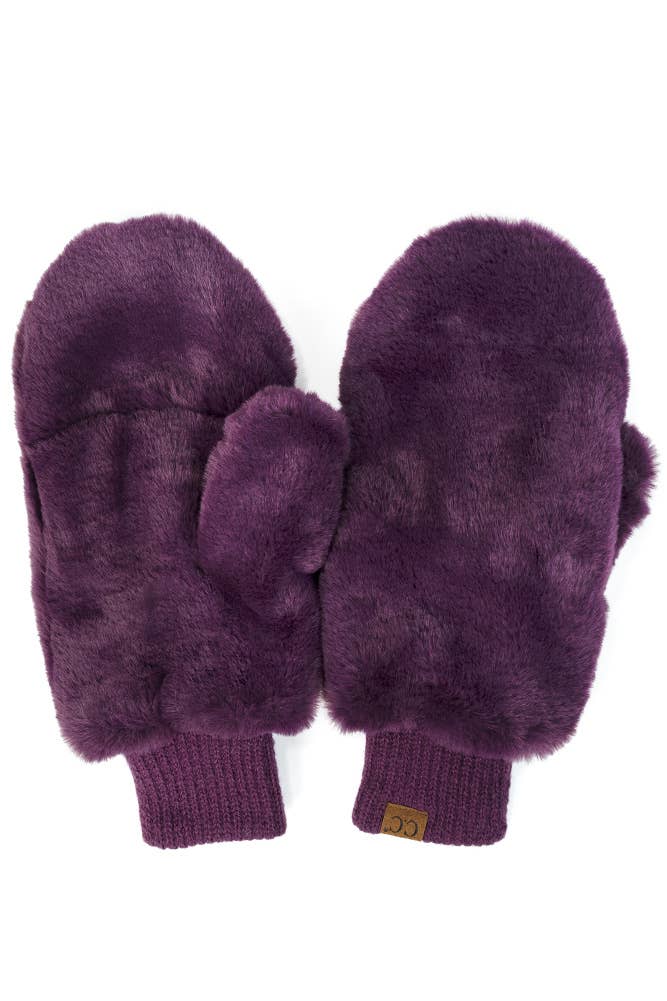 C.C Faux Fur Mittens with Shepherd Lining: Black