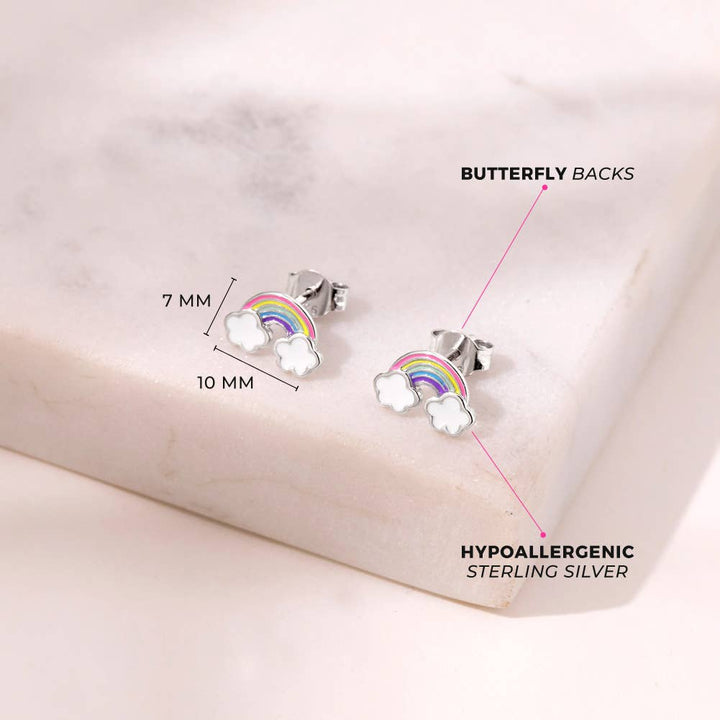 Whimsical Rainbow Girls Earrings - Sterling Silver