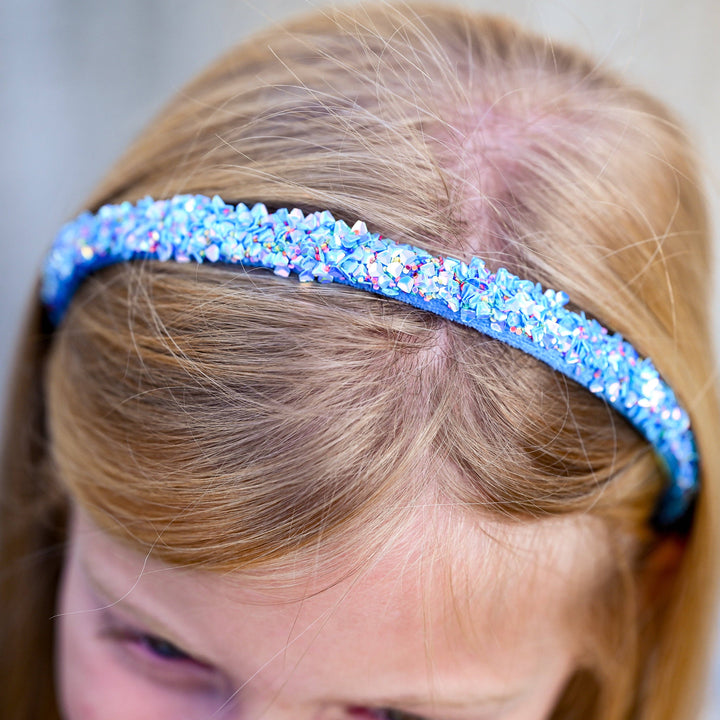 Thin Sequin Headband - Non Slip Hair Accessories for Kids: Blue