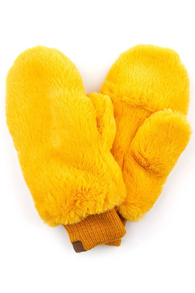 C.C Faux Fur Mittens with Shepherd Lining: Black