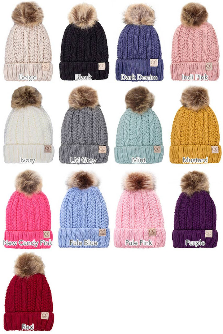 CC Kids Solid Color Lining Beanie: Pale Pink