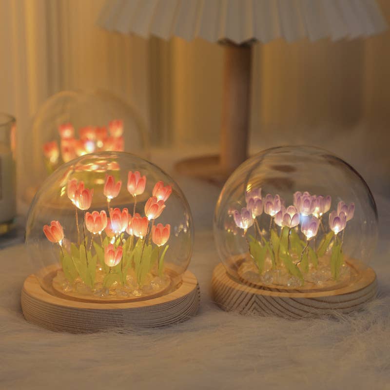 Tulip LED Light DIY Kit, Craft Gift for Girls: Pink