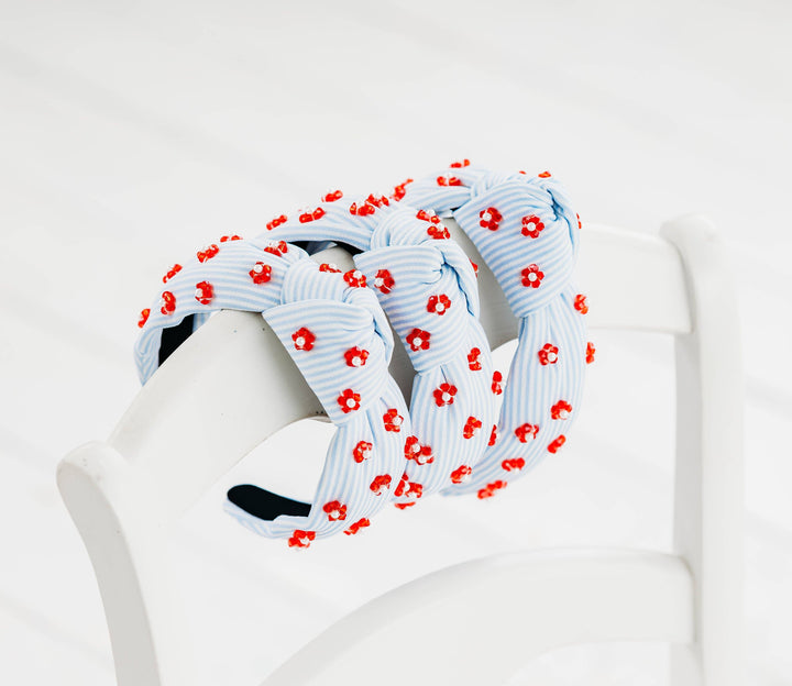 Beaded Headband - Pinstripe Poppies