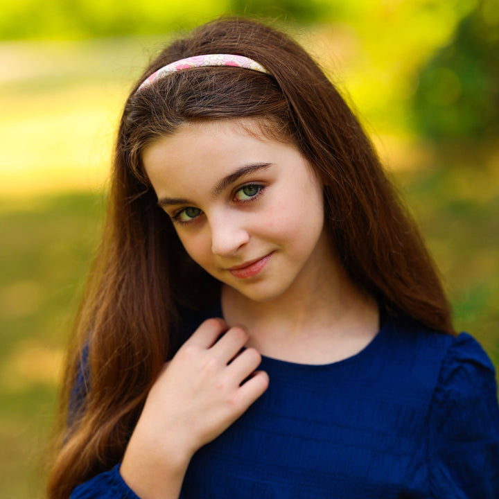 Thin Floral Headband -Pink