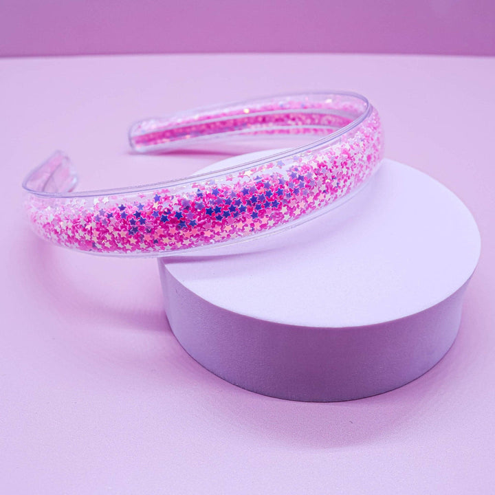 Shaker Glitter Headband with Teeth: Purple