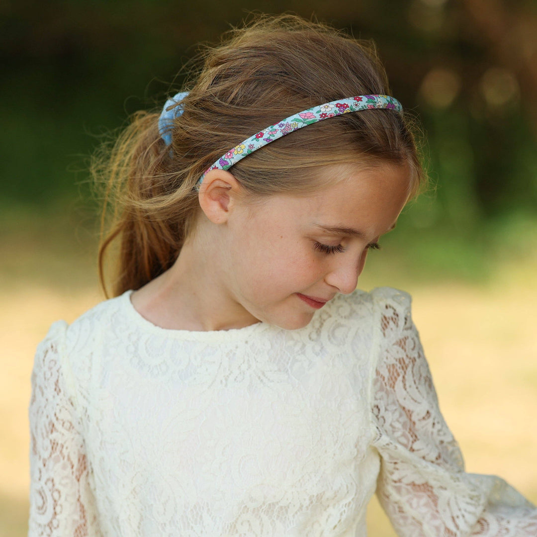 Thin Floral Headband - Non Slip Hair Accessories for Kids: Light Blue