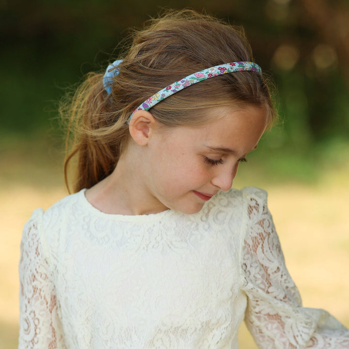 Thin Floral Headband - Non Slip Hair Accessories for Kids: Light Blue