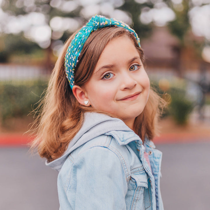 Kids Knot Headband - Confetti Hair Accessories for Girls: Aqua