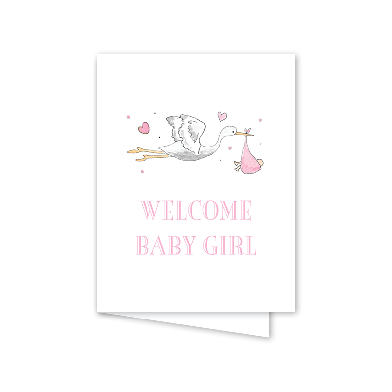 Stork Baby Girl Card