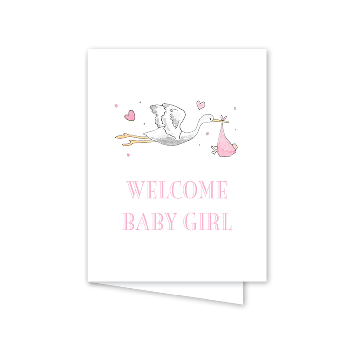 Stork Baby Girl Card