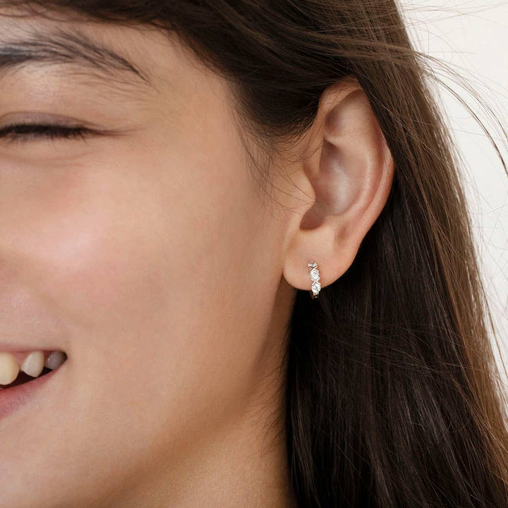 XOXO CZ 8mm Children's Girls Earrings Hoop - Sterling Silver