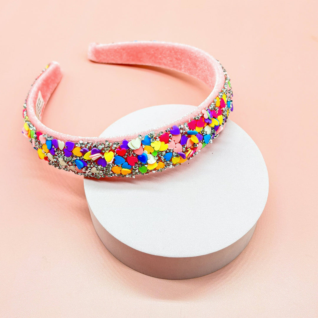 Candy Heart Headband - Confetti Hair Band: Rainbow