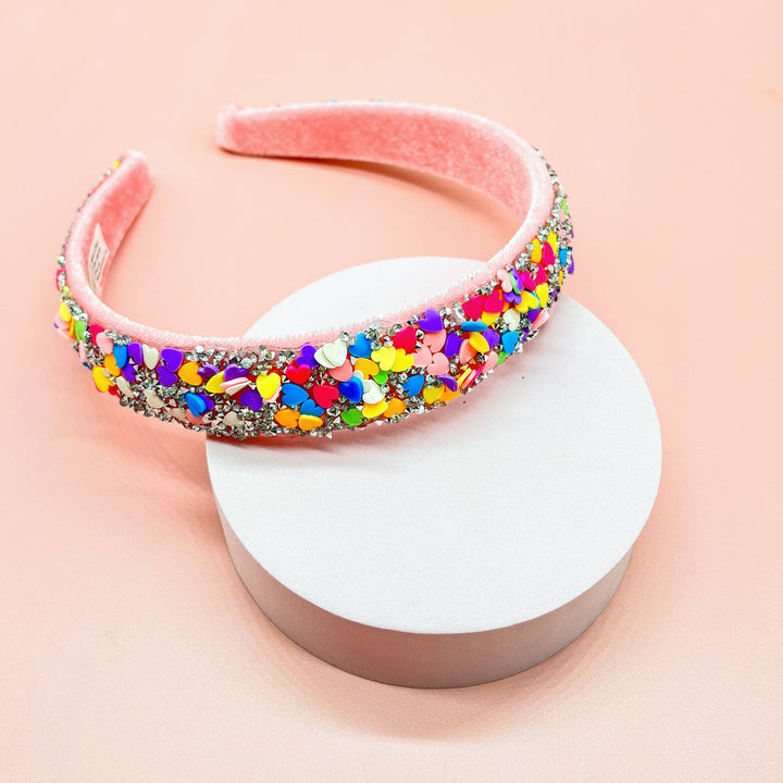 Candy Heart Headband - Confetti Hair Band: Rainbow