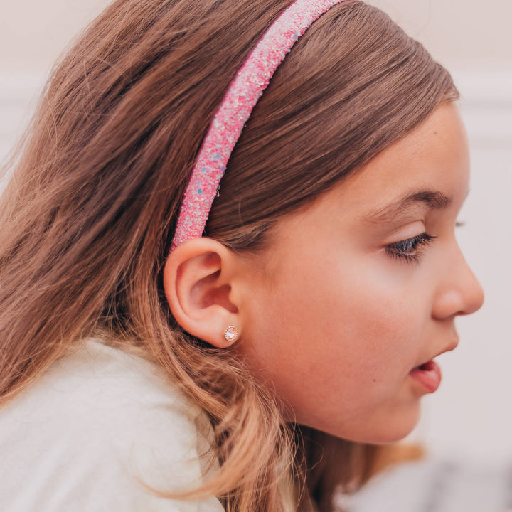 Glitter Headband - Thin Hairbands for Kids: Pink