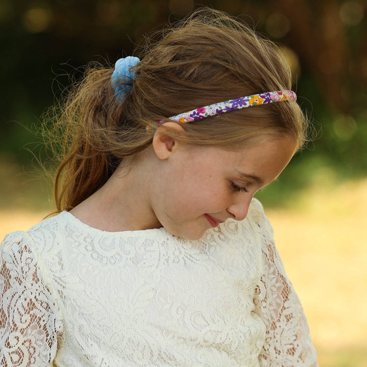 Thin Floral Headband - Non Slip Hair Accessories for Kids: Light Blue