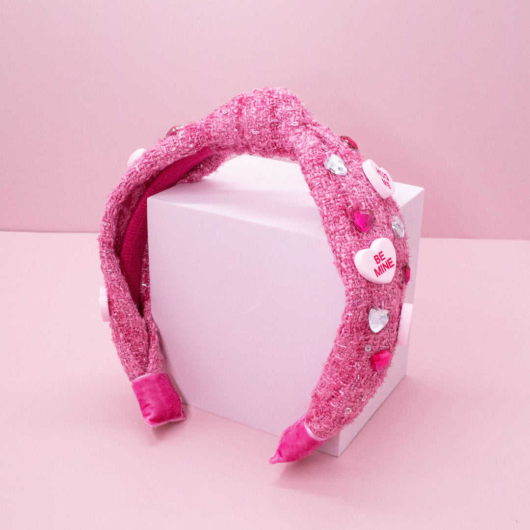 Candy Valentines Day Heart Embellished Knot Headband