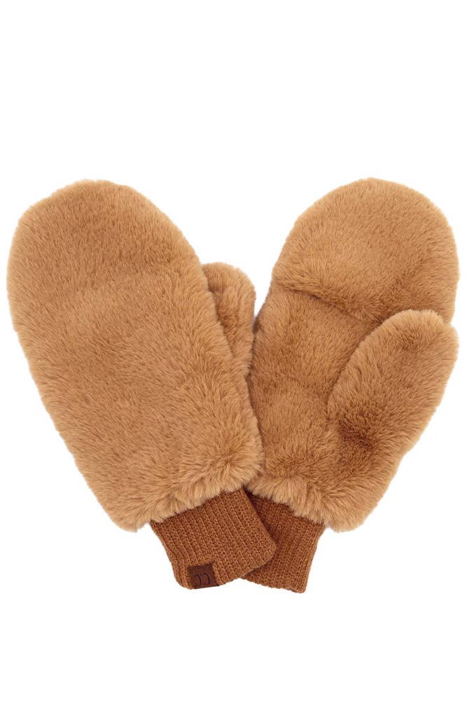 C.C Faux Fur Mittens with Shepherd Lining: Black