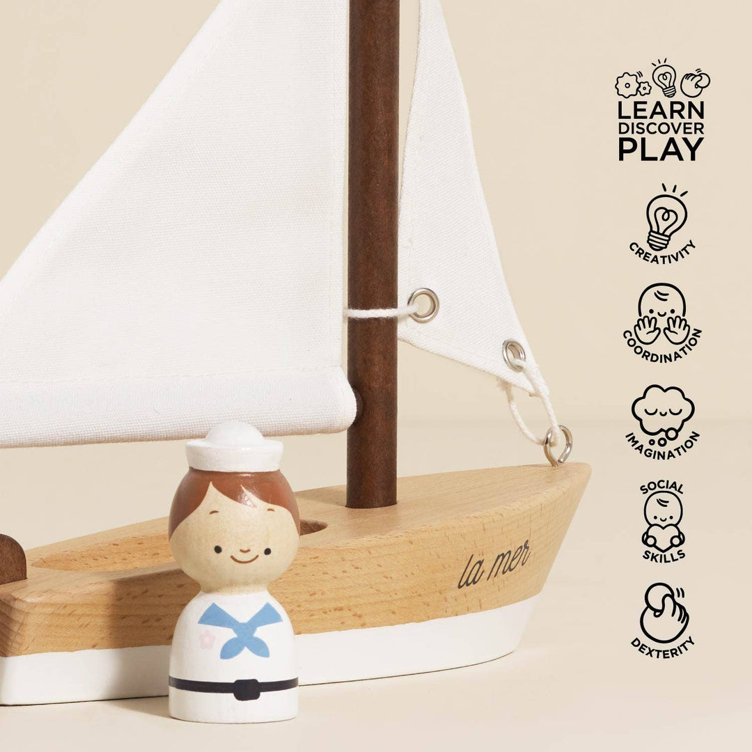 Wooden Sailing Boat &amp; Captain