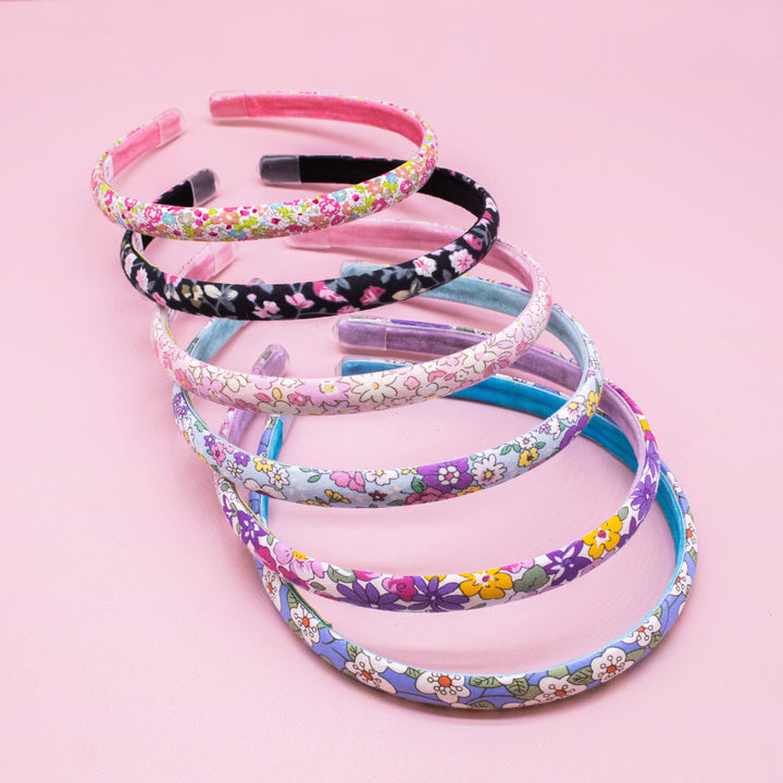 Thin Floral Headband - Non Slip Hair Accessories for Kids: Light Blue