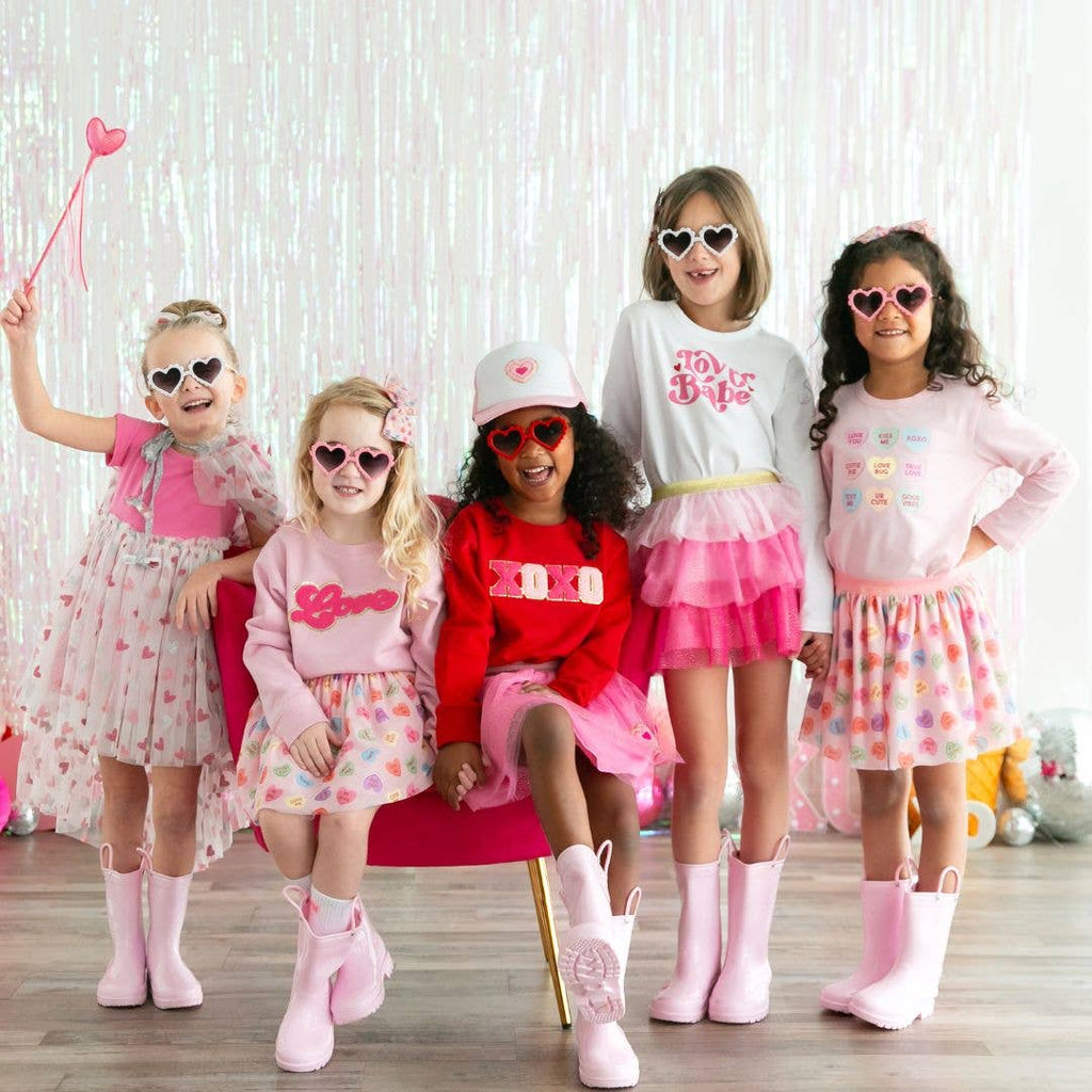 Candy Hearts Valentine's Day Tutu - Kids Dress Up Skirt: 2-4Y
