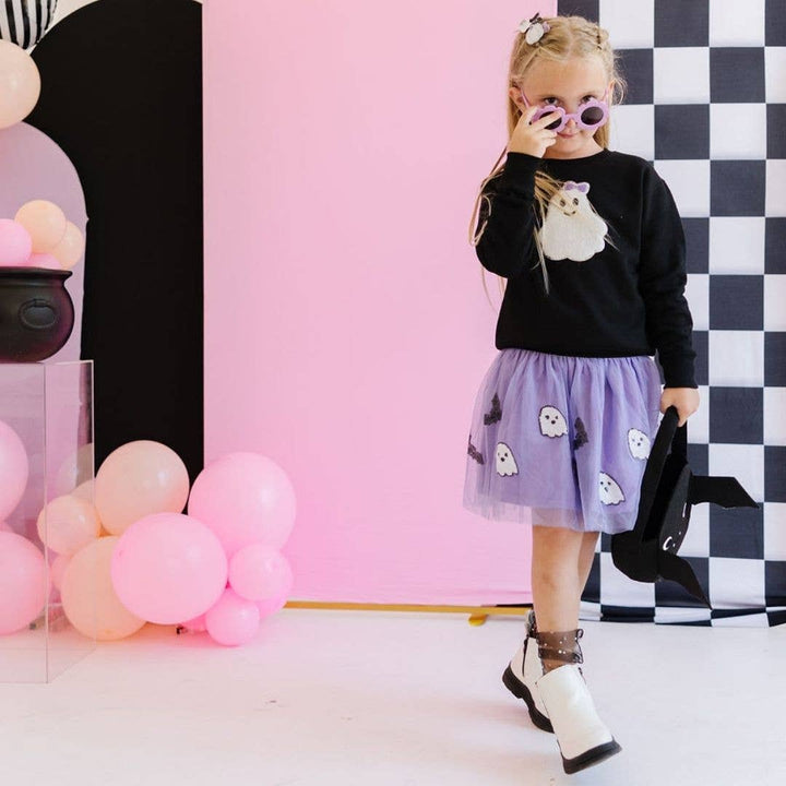 Girly Ghost Patch Halloween Sweatshirt - Kids Halloween: 2T