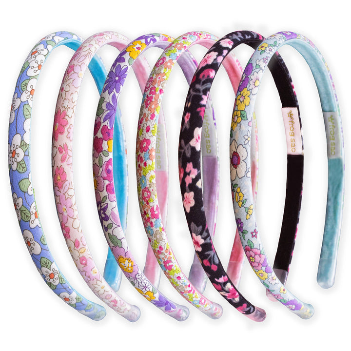 Thin Floral Headband - Non Slip Hair Accessories for Kids: Light Blue