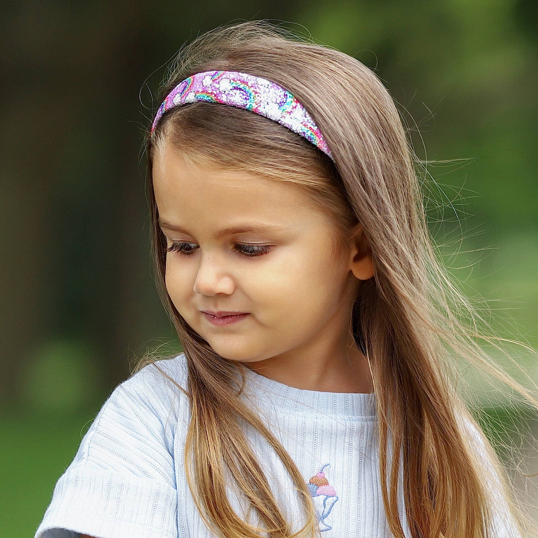 Rainbow Glitter Headband - Kids Hair Accessories: Pink