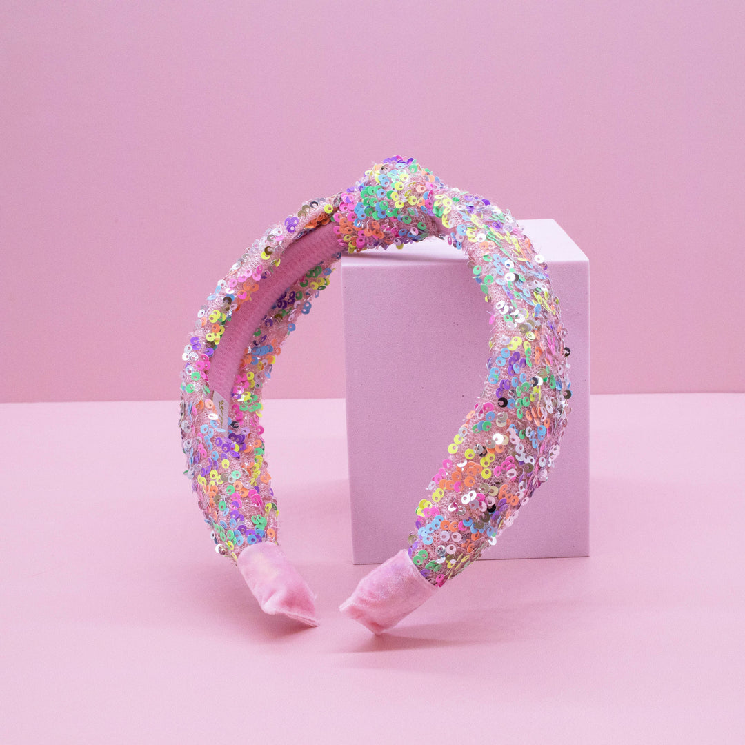 Kids Knot Headband - Sequin Knotted Hair Band Accessories: Blue