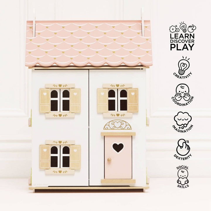 Roseheart Wooden Dolls House, Furniture & Family