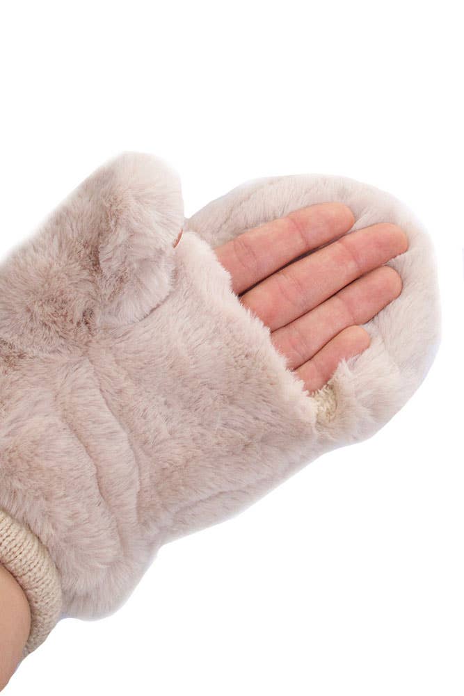 C.C Faux Fur Mittens with Shepherd Lining: Black