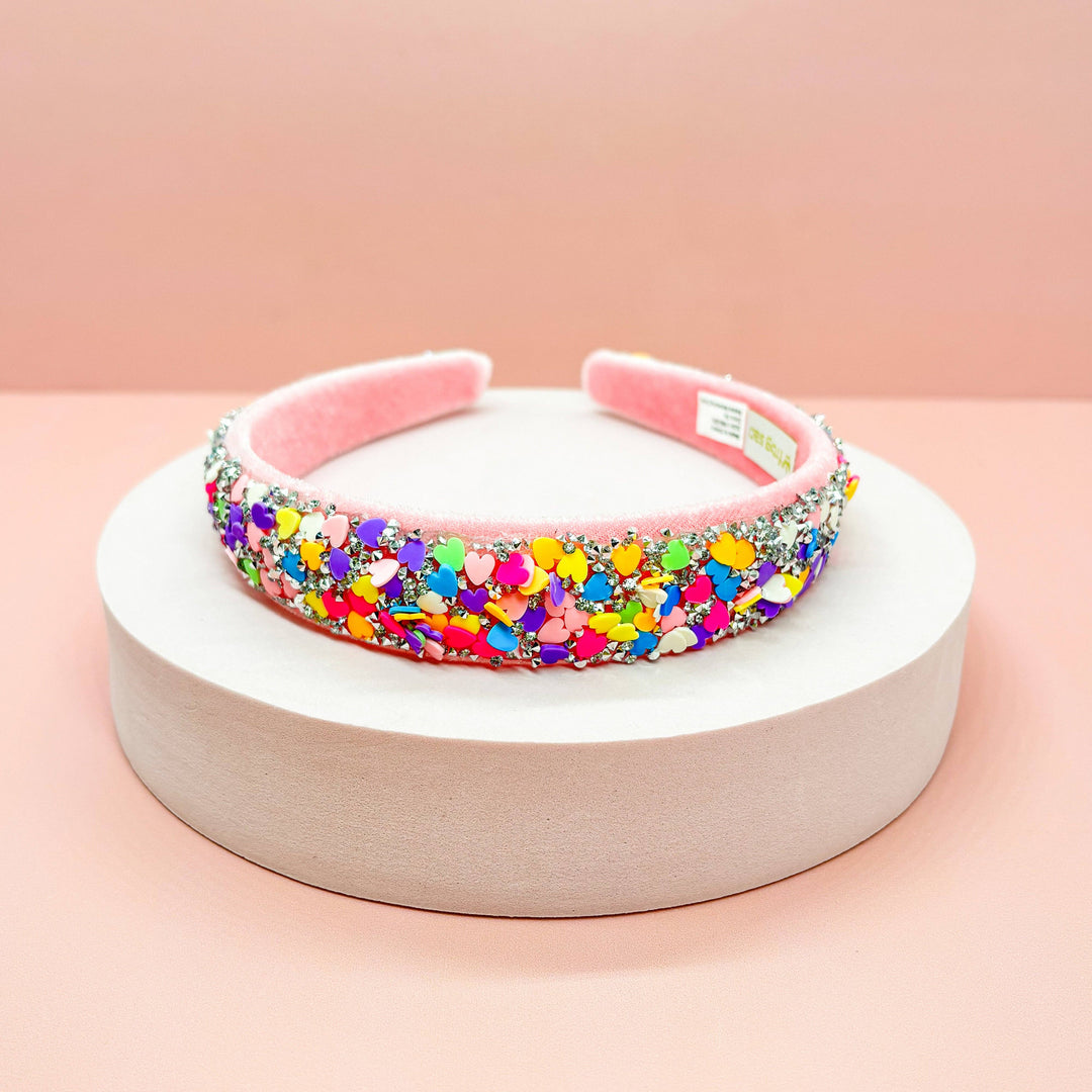 Candy Heart Headband - Confetti Hair Band: Rainbow