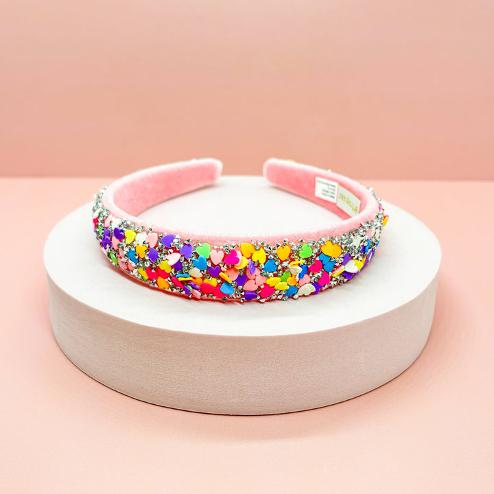 Candy Heart Headband - Confetti Hair Band: Rainbow