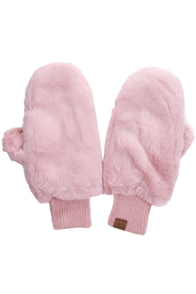 C.C Faux Fur Mittens with Shepherd Lining: Mocha
