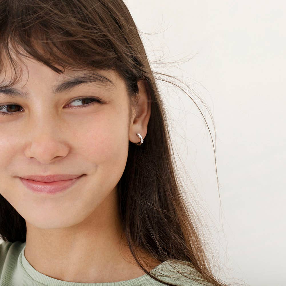 XOXO CZ 8mm Children's Girls Earrings Hoop - Sterling Silver