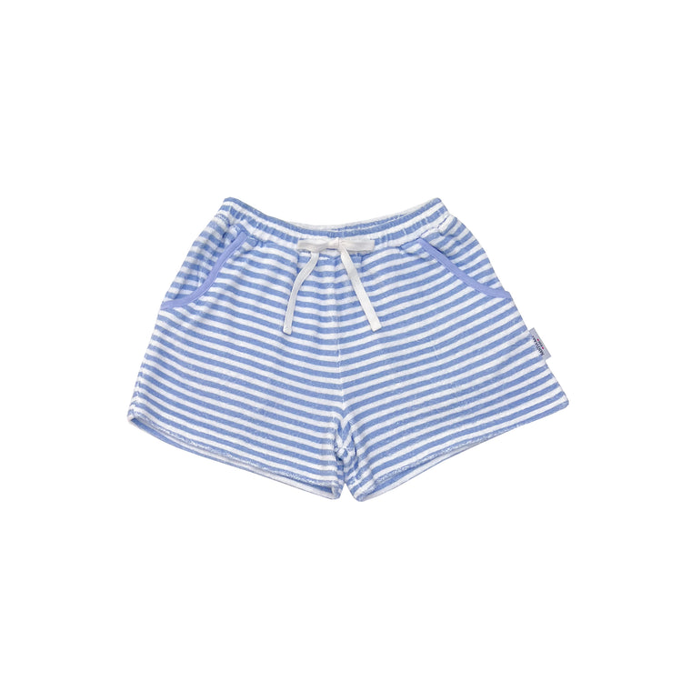 Portside Stripe Towelling Shorts-Hydrangea Blue