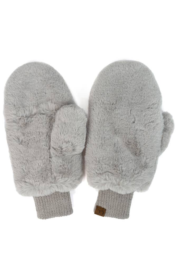 C.C Faux Fur Mittens with Shepherd Lining: Black
