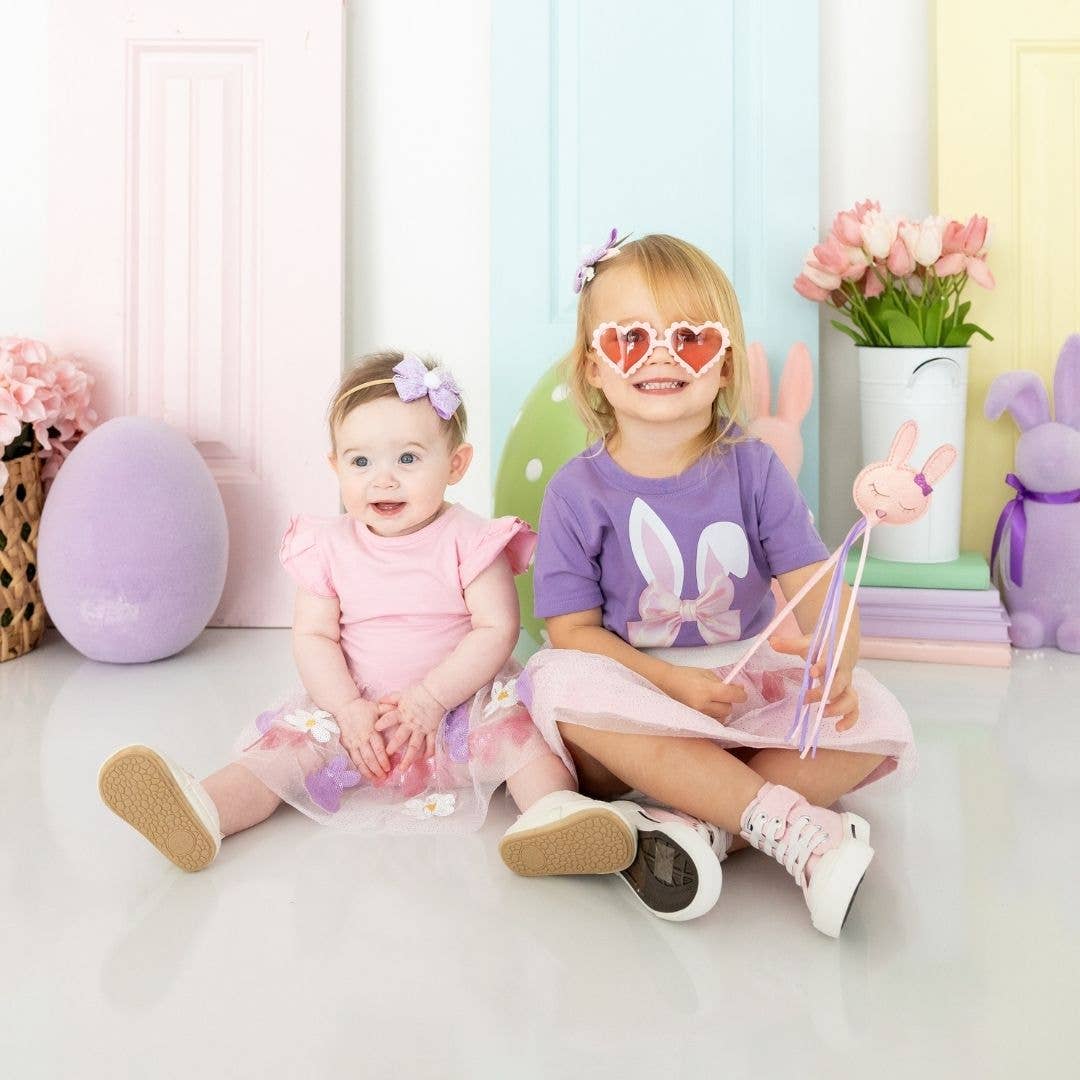 Bunny Bow Easter Short Sleeve T-Shirt - Lavender